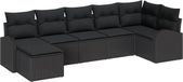 vidaXL Bankstel 7-delig Zwart Polyrattan Hoek loungeset