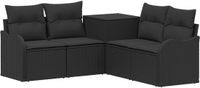 vidaXL Bankstel Zwart Poly Rattan en Staal