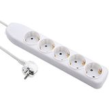 Electraline 59605 Stekkerdoos 5 Voudig met Schakelaar, Kabel 3 M, 3G1.5mm, Meervoudige Stekkerdoos, Tafelstekkerdoos, Wit