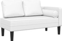 vidaXL Chaise Longue met Kussens Kunstleer Wit