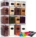 Caliyo Boîtes de conservation avec étiquette de cuisine/cuillères - Pots de conservation en plastique - Boîtes de conservation - 16 pièces