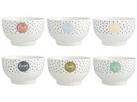 H&H Enjoy Set van 6 kommen, Porselein, Multi kleuren, 550 ml