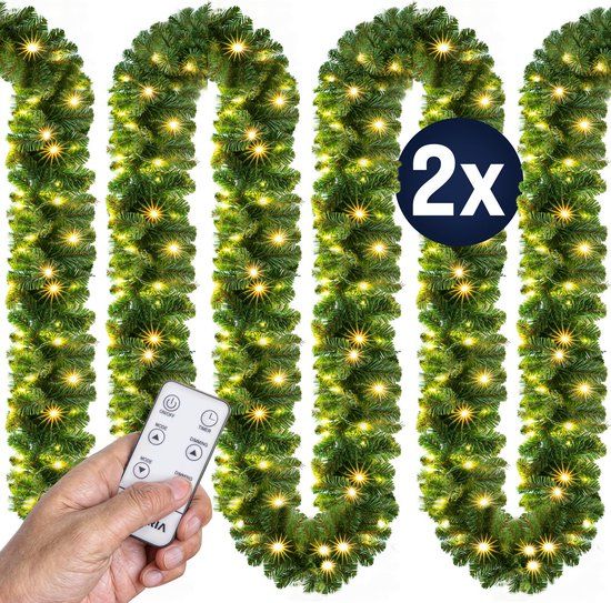 Casaria Guirlande - 2x5m 100 Leds Afstandsbediening - Warm Wit