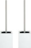 MSV Toiletborstel - MDF hout houder/rvs wc-borstel - 2x - wit - 37 cm