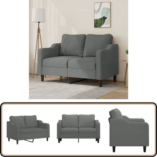 vidaXL Tweezitsbank - 120 cm - Stof - Donkergrijs