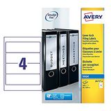 Avery J8171-25 100 zelfklevende etiketten voor mappen, 4 etiketten per A4 vel, wit