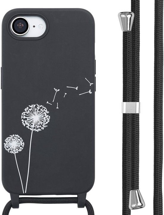 imoshion Hoesje - Geschikt voor Apple iPhone 17e / 16e - Siliconen design hoesje met koord - Dandelion Black