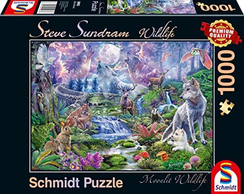 Schmidt Spiele 59963 Wildlife, wilde dieren in maanlicht, puzzel van 1000 stukjes