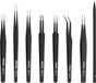 MMOBIEL Set de 7 pincettes Acier inoxydable Antistatique