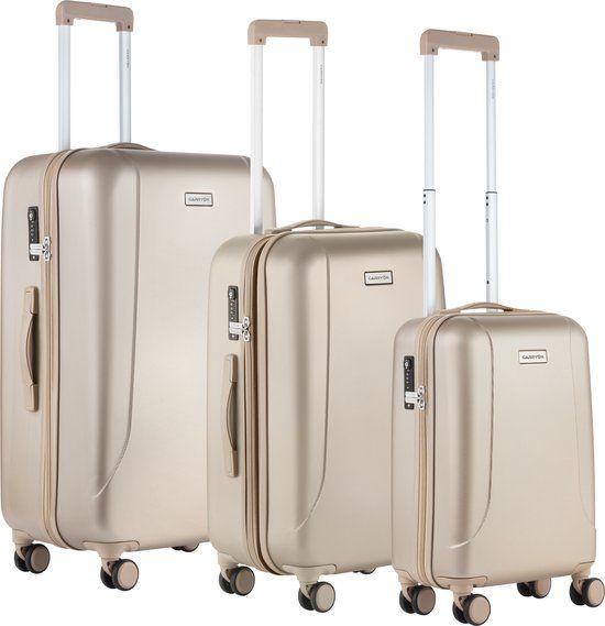 CarryOn Skyhopper Kofferset 3dlg - Champagne - Trolleys met TSA-slot en Dubbele wielen