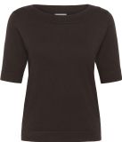 Kaffe KAlizza boatneck solid Pullover Dames Trui - Coffee Bean