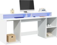 Maison Exclusive - Bureau avec éclairage LED, blanc, 200 x 55 x 91 cm, bois composite