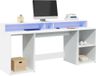 Maison Exclusive - Bureau avec éclairage LED, blanc, 200 x 55 x 91 cm, bois composite