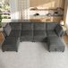HAUSS SPOLE Canapé d'angle - Canapé modulaire avec 2 poufs et espace de rangement - 6 places pour salon et chambre - Chenille gris