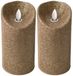 Gerimport LED kaars/stompkaars - 2x - goud - H15 cm - glitters