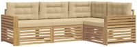 vidaXL - Extérieur - canapé - ensemble - 4 - pce - Blanc - et - Beige - Polyester