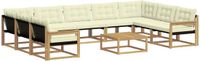 vidaXL Hoek loungeset 9 zitplaatsen Acacia hout Wit en crème