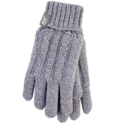 Heat Holders Ladies cable gloves S/M light grey 1PAAR