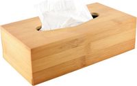 Merkloos Tissuedoos / tissuebox - naturel - rechthoekig - bamboe hout - 25 x 13 x 8 cm