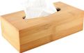Merkloos Tissuedoos / tissuebox - naturel - rechthoekig - bamboe hout - 25 x 13 x 8 cm