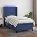 vidaXL Boxspringbed met matras en LED-verlichting (blauw), 90x190 cm, gestoffeerd