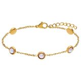 Lucardi Dames Stainless steel parelarmband voor dames - Armband - Staal - Goudkleurig - 19 cm