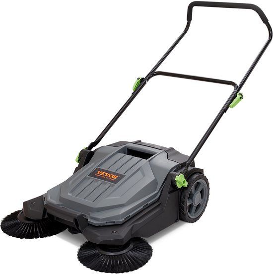 VEVOR 111x65x106cm Handveegmachine, 65cm Veegbreedte, Handmatig, 18,9L Afvalcontainer, In Hoek en Hoogte Verstelbare Inklapbare Handgreep voor Trottoir, Tuin, Garage, Terras, etc