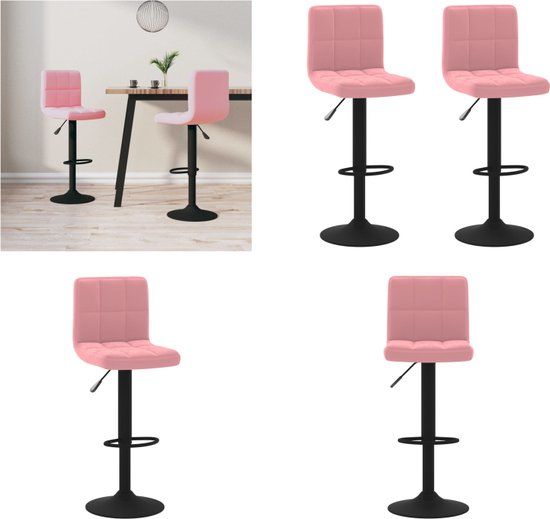 VidaXL Barkrukken 2 st fluweel roze