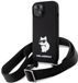Karl Lagerfeld - Crossbody Hoes voor iPhone 13 - Zwart - Siliconen - Choupette Design