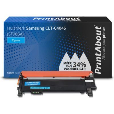 PrintAbout Huismerk Samsung CLT-C404S Toner Cyaan - Compatibel - 1100 Pagina's