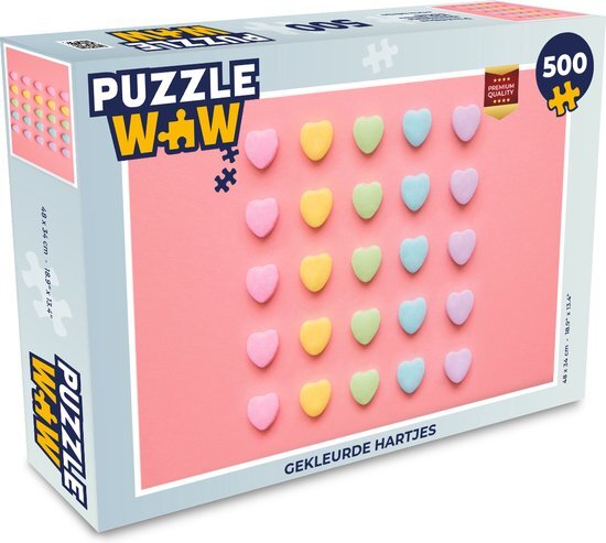 MuchoWow Puzzel Gekleurde hartjes - Legpuzzel - Puzzel 500 stukjes