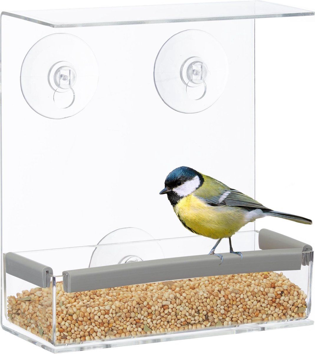 Relaxdays Vogelvoederhuisje Raam - Transparant - 16.5 x 15 x 7.5 cm
