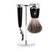 MHLE RYTMO 3-delige Shaving Set Pure Badger Hair / Mach3 - Noble White Resin Black