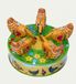Jouet en tôle poules picorant