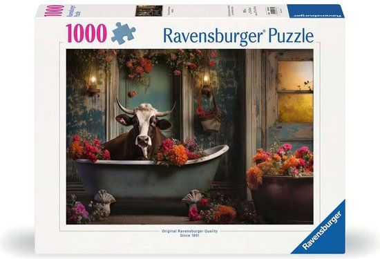 Erwachsenenpuzzle Ravensburger puzzel The cow in the bathtub - Legpuzzel - 1000 stukjes