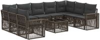 vidaXL Tuinbankenset 10 st Grijs en Donkergrijs poly rattan