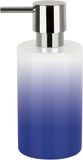 Spirella Vloeibare Zeepdispenser "Tube" Keramische Lotion Dispenser met verchroomde ABS Doseerder Capaciteit 300 ML (ØxH): 7 x 16 cm - Blauw/Wit