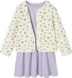 Vertbaudet Meisjesset gewatteerd jack met bloemenprint + jurk paars