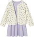 Vertbaudet Meisjesset gewatteerd jack met bloemenprint + jurk paars