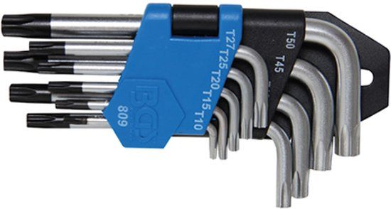 BGS Torx stiftsleutelset 9 delig T10 - T50 kort 809