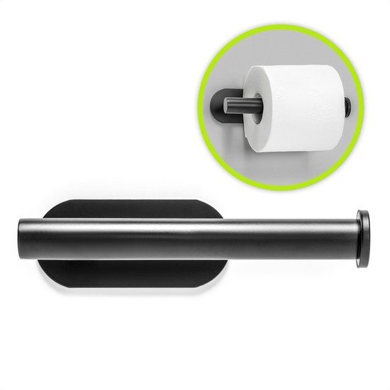 XIVADA Toiletrolhouder Zwart - Zonder boren - RVS Zelfklevend