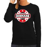 Bellatio Decorations Have Fear Denmark is Here sweater met sterren embleem in de kleuren van de Deense vlag - zwart - dames - Denemarken supporter / Deens elftal fan trui / EK / WK / kleding XS