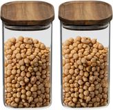 5Five Voorraadpot voedsel - 2x - glas met acacia houten deksel - 1600 ml - met luchtdichte deksel