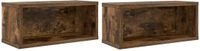 vidaXL CD Opslagrek 2 st Gerookt eiken 40 x 17 x 17 cm Bewerkt hout