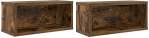 vidaXL CD Opslagrek 2 st Gerookt eiken 40 x 17 x 17 cm Bewerkt hout