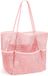 Bol Sac de plage avec mini-poche pour femmes - Grands sacs de voyage pliables en mesh pour piscine - Résistant au sable - Rose
