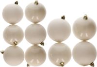Kaemingk B.V. Boules de Noël en plastique - 10x pièces - blanc laine - 8 et 10 cm