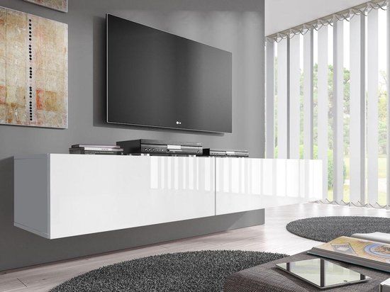 MEUBELLA - TV-Meubel Flame - Wit - 200 cm