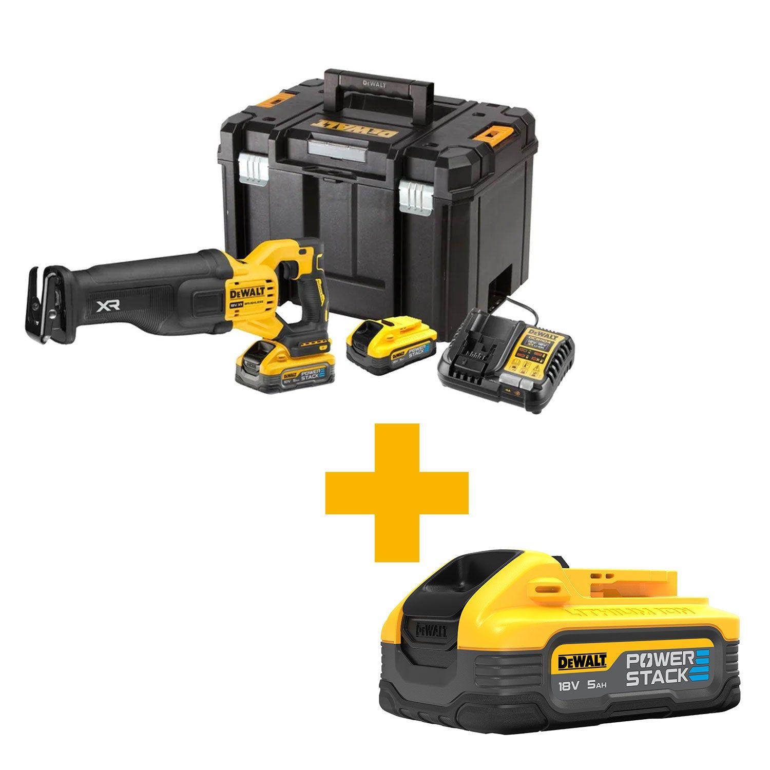 DCS386H2T - Accu Reciprozaag - Brushless - 18V - POWERSTACK 5.0Ah - TSTAK