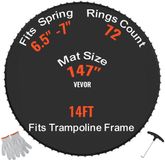VEVOR Reservemat voor trampoline, geschikt voor een frame van 426 cm, uv-bestendig, met veergereedschap en duurzame V-ringen, geschikt voor veren van 16,5 tot 17,8 cm lengte
